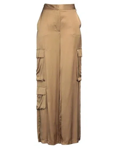 Icona By Kaos Woman Pants Mustard Size 8 Viscose In Brown
