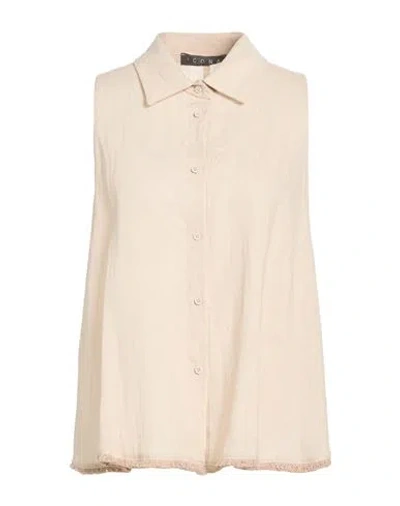 Icona By Kaos Woman Shirt Beige Size 10 Linen In Neutral