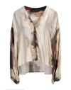 Icona By Kaos Woman Shirt Beige Size 10 Viscose, Recycled Viscose In Beige