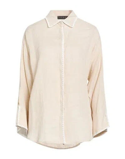 Icona By Kaos Woman Shirt Beige Size 12 Linen In Neutral