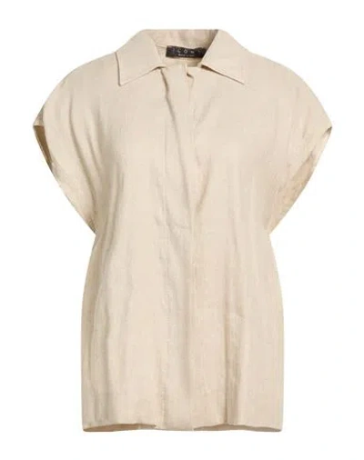 Icona By Kaos Woman Shirt Beige Size 12 Linen, Viscose In Neutral