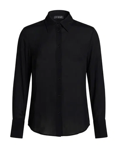 Icona By Kaos Woman Shirt Black Size 10 Rayon
