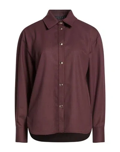 Icona By Kaos Woman Shirt Burgundy Size 6 Polyester, Viscose, Elastane In Red