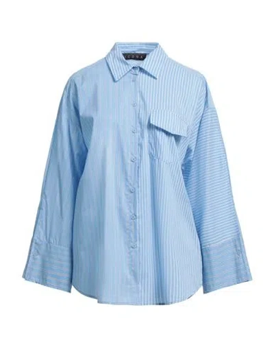 Icona By Kaos Woman Shirt Light Blue Size 12 Cotton, Polyamide, Elastane