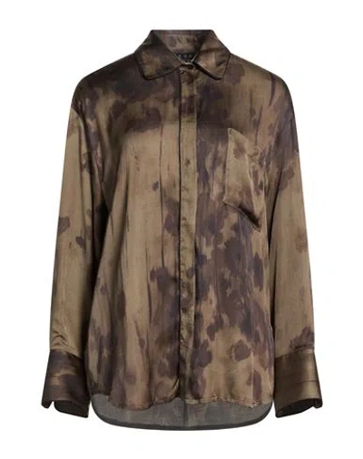 Icona By Kaos Woman Shirt Military Green Size 12 Viscose