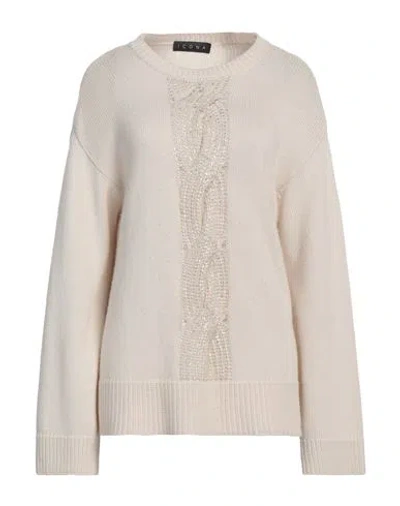 Icona By Kaos Woman Sweater Beige Size L Viscose, Polyamide, Wool, Cashmere