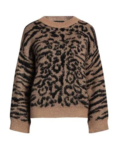 Icona By Kaos Woman Sweater Camel Size S Acrylic, Mohair Wool, Polyamide In Beige