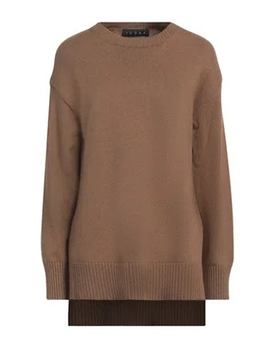 Icona By Kaos Woman Sweater Camel Size S Viscose, Polyamide, Wool, Cashmere In Beige
