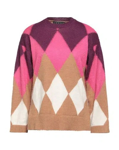 Icona By Kaos Woman Sweater Fuchsia Size Xs Acrylic, Polyester, Wool, Polyamide, Alpaca Wool In Pink