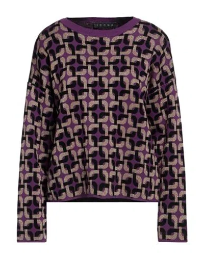 Icona By Kaos Woman Sweater Purple Size S Viscose, Polyester, Polyamide