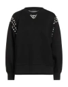 Icona By Kaos Woman Sweatshirt Black Size L Viscose, Elastane In Black