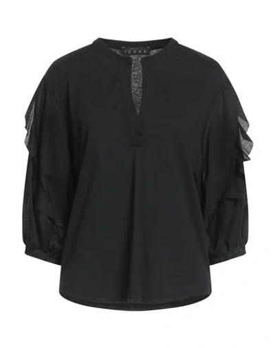 Icona By Kaos Woman T-shirt Black Size 10 Cotton