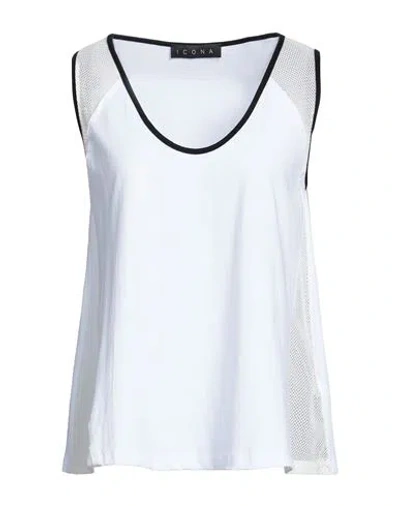 Icona By Kaos Woman Tank Top White Size S Cotton, Polyester, Elastane