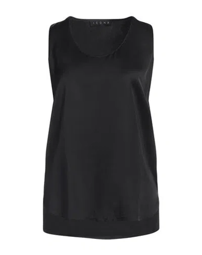 Icona By Kaos Woman Top Black Size 6 Viscose