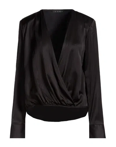 Icona By Kaos Woman Top Black Size 8 Viscose