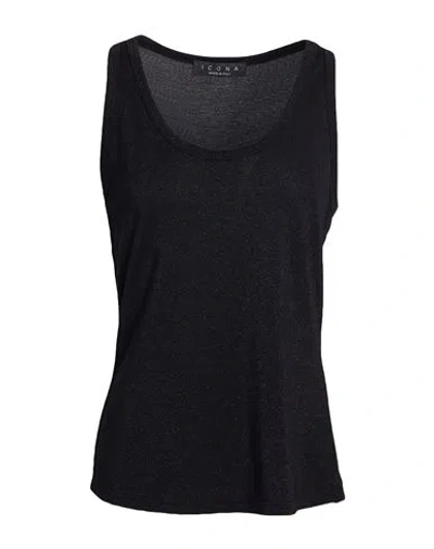 Icona By Kaos Woman Top Black Size L Polyester, Viscose, Metallic Polyester, Polyamide, Elastane