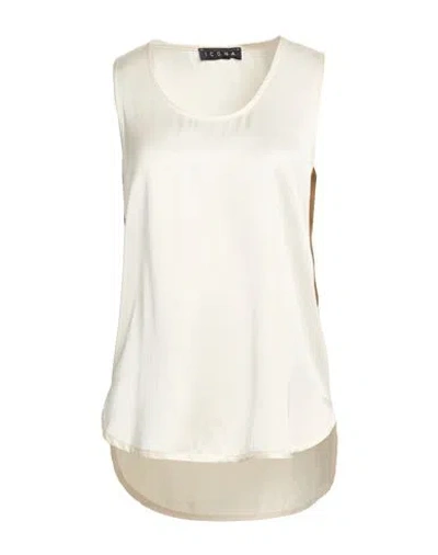 Icona By Kaos Woman Top Ivory Size 8 Viscose In White