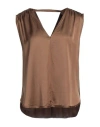 Icona By Kaos Woman Top Khaki Size 10 Viscose In Beige
