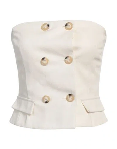 Icona By Kaos Woman Top Off White Size 8 Cotton