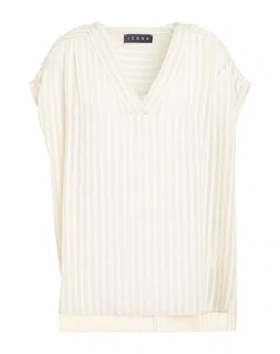Icona By Kaos Woman Top Sand Size 10 Rayon, Lyocell, Polyamide In White