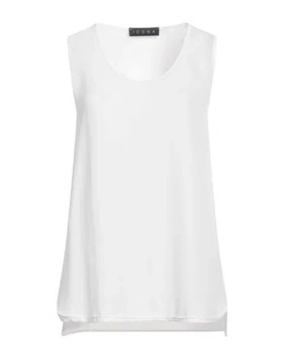 Icona By Kaos Woman Top White Size 10 Rayon