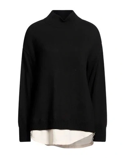 Icona By Kaos Woman Turtleneck Black Size S Viscose, Polyimide, Wool, Cashmere