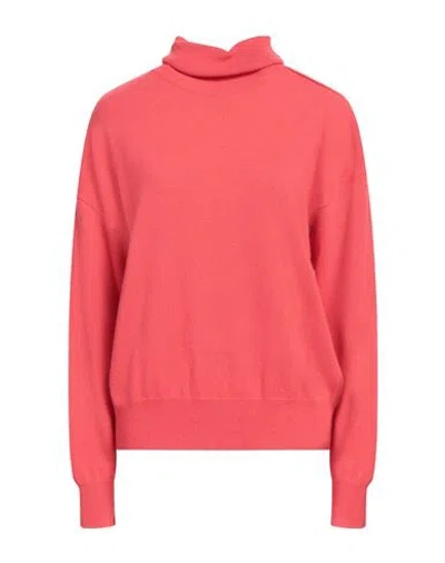 Icona By Kaos Woman Turtleneck Coral Size M Viscose, Polyamide, Wool, Cashmere In Red