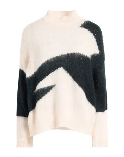 Icona By Kaos Woman Turtleneck Cream Size M Acrylic, Mohair Wool, Polyamide, Polyester In Neutral