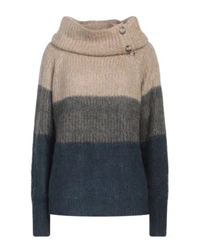 Icona By Kaos Woman Turtleneck Sand Size L Acrylic, Mohair Wool, Polyamide In Beige