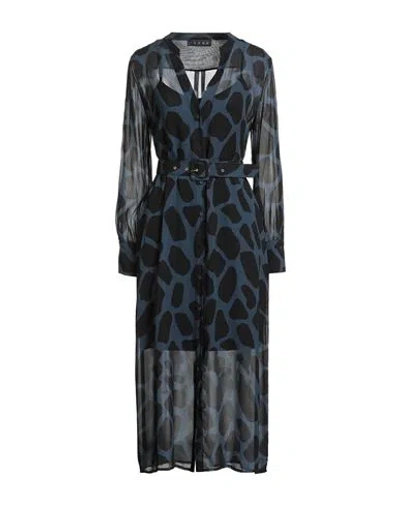 Icona Woman Midi Dress Navy Size 6 Viscose In Blue