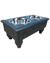 Iconic Pet Raised Wooden Pet Double Diner Steel Bowls