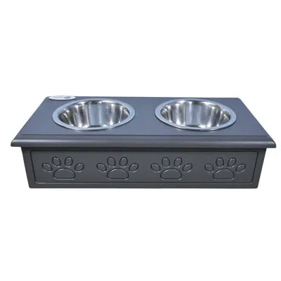 Iconic Pet Sassy Paws Elevated Feeder In Charcoal Gray