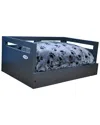 Iconic Pet Wooden Pet Bed With A Paw Printed Comfy Cushion