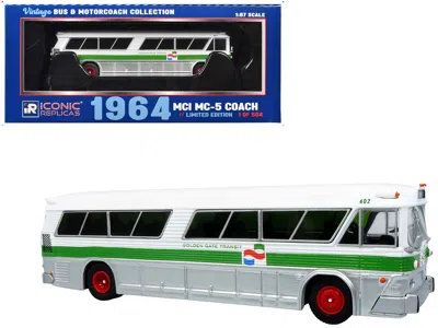 Iconic Replicas 1964 Mci Mc-5a Coach Bus Golden Gate Transit White Green Stripes 1/87 Ho Vintage Bus Motorcoach Limi In Multi