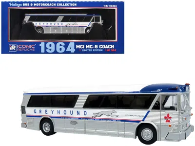 Iconic Replicas 1964 Mci Mc-5a Coach Bus Greyhound Canada White Blue Stripes 1/87 Ho Vintage Bus Motorcoach Limited  In Multi