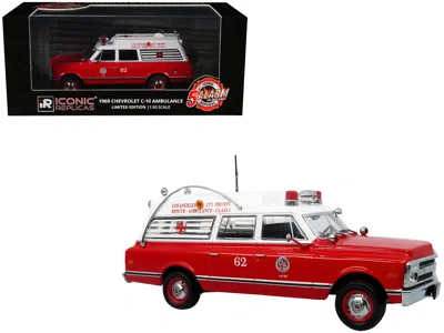 Iconic Replicas 1969 Chevrolet C-10 Ambulance "los Angeles City Fire Department" Red And White "5 Alarm" Series