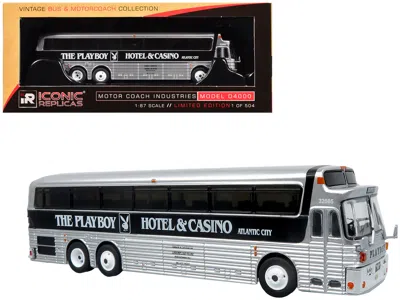 Iconic Replicas 1969 Eagle Model 05 Coach Bus "the Playboy Hotel & Casino" Silver And Black Limited Edition To 504 P In Gray