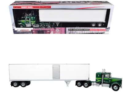 Iconic Replicas 1976 Kenworth W900a Tractor With Dry Goods Trailer Green Metallic Light Green Graphics 1/43 Vintage  In Multi
