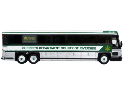 Iconic Replicas 2001 Mci D4000 Coach Bus "sheriff's Department County Of Riverside" White And Green "vintage Bus & M