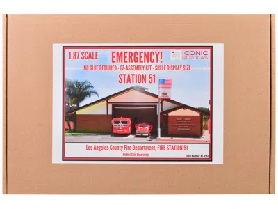 Iconic Replicas Fire Station 51 Lacofd (los Angeles County Fire Department) Diorama Ez Assembly Kit "emergency!" (19 In Brown