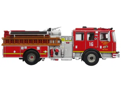 Iconic Replicas Kme Predator Fire Engine #16 "los Angeles County Fire Department" Red "5 Alarm" Series Limited Editi