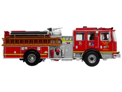 Iconic Replicas Kme Predator Fire Engine #8 "los Angeles County Fire Department" Red "5 Alarm" Series Limited Editio