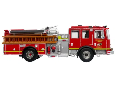Iconic Replicas Kme Predator Fire Engine "los Angeles County Fire Department" Red "5 Alarm" Series Limited Edition T