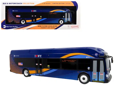 Iconic Replicas New Flyer Xcelsior Transit Bus Bank "mta New York City" Blue With Graphics "the Bus & Motorcoach Col