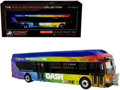 Iconic Replicas New Flyer Xcelsior Xn40 Transit Bus "dash Pride Livery" Blue With Rainbow Graphics "the Bus