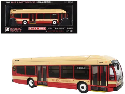 Iconic Replicas Nova Bus Lfs Hev Transit Bus Hamilton Street Railway 150th Anniversary Cream Red 1/87 Ho Bus Motorco In Multi