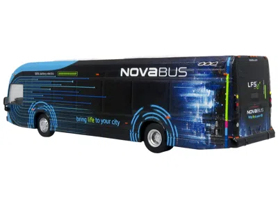Iconic Replicas Nova Bus Lfse Electric Transit Bus "bring Life To Your City" Black And Blue With Graphics 1/87 (ho)