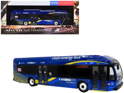 Iconic Replicas Nova Bus Lfsh Hev Hybrid Transit Bus Mta New York City Blue Yellow Graphics 1/87 Ho Limited Edition 