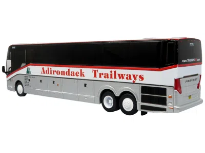 Iconic Replicas Prevost H3-45 Coach Bus "adirondack Trailways" Silver Metallic And White With Red Stripes Limited Ed