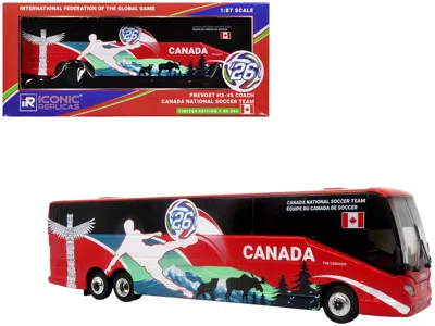 Iconic Replicas Prevost H3-45 Coach Bus "canada National Soccer Team" Red With Graphics "international Federation Of